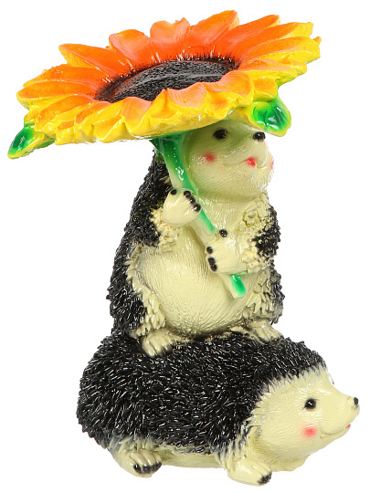 Фигурка садовая Ежики с подсолнухом, 26х20 см, гипс, Гарденвилл, 451