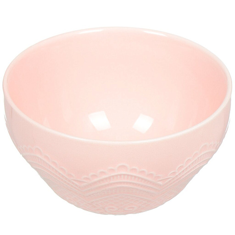 Салатник керамика, круглый, 0.3 л, Кружево, LS-005P, розовый
