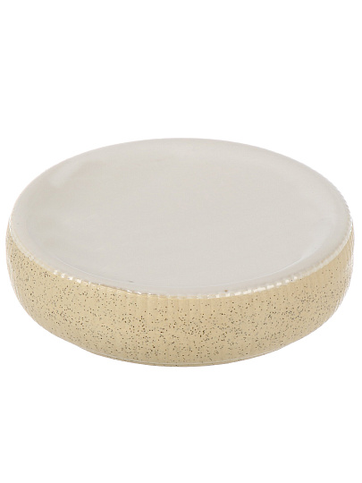 Мыльница настольная, керамика, 11.3х11.3х3 см, бежевый камень, Y4-9880