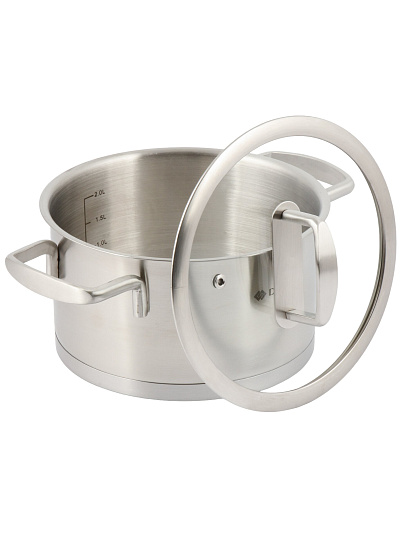 Кастрюля нерж, 2.6 л, с крыш, крыш стекло, Daniks, Тахо, индукц, SD-064-18