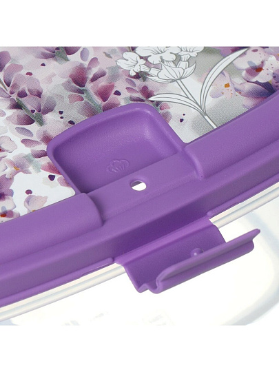 Контейнер пищевой пластик, 0.7 л, 17х11х7.5 см, прямоугольный, с клапаном, Полимербыт, Lavender, 439714400