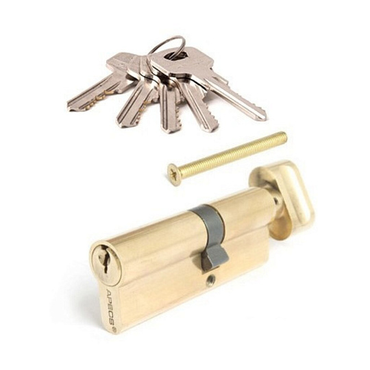 Личинка замка двери Apecs, SC-80(35C/45)-C-G (SC-80(35/45)-Z-C-G), 9059, 80 мм, с заверткой, золото
