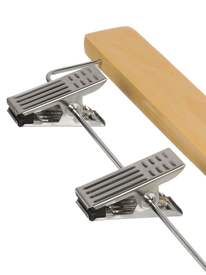 Вешалка для брюк, 34 см, натуральное дерево, с клипсами, Марья Искусница