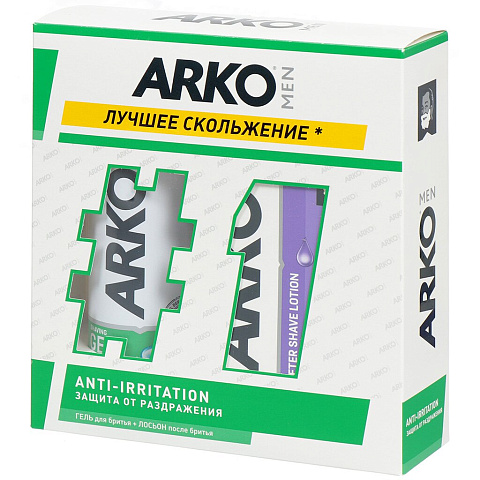 Подарочный набор Arko Anti-Irritation (гель для бритья 200 мл + лосьон после бритья 100 мл)