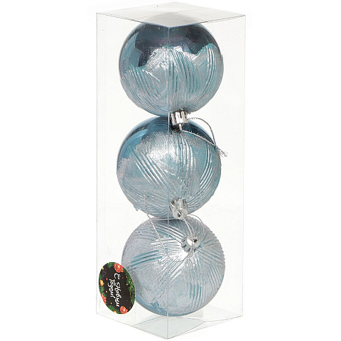 Елочный шар 3 шт, светло-голубая ночь, 8 см, пластик, SYPMQB-1119100