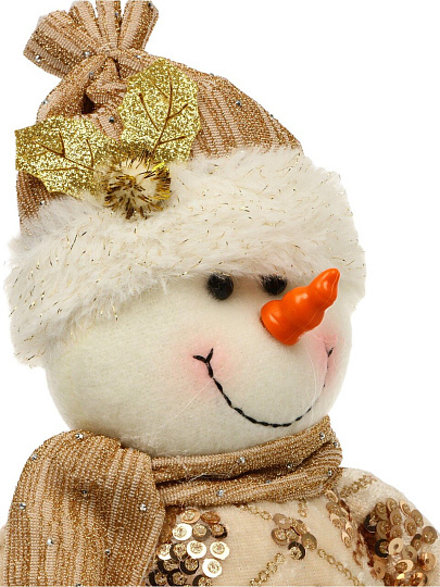 Фигурка декоративная полиэстер, Снеговик, 25 см, золото, Y4-13179