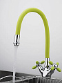 Смеситель для кухни, Frud, гибкий излив, с кран-буксой, зеленый, R44127-6