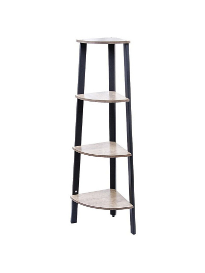 Полка-стеллаж универсальный, ДСП+сталь, 4 секции, 34х34х124.5 см, угловой, Лофт, LLS45X/LLSO34M01