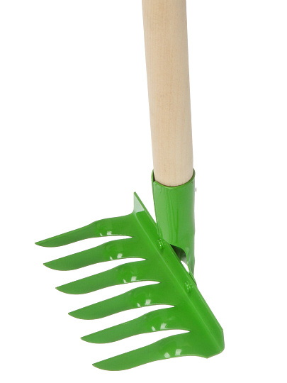 Грабли витые, 6 зуб, сталь, HouseLoft, клепанная тулейка, садовые, черенок деревянный, ГВ6КЛ02