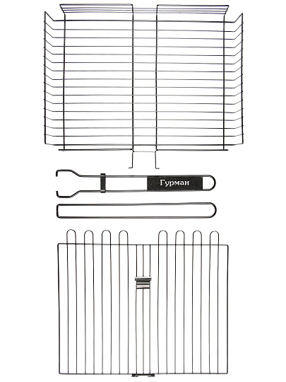 Решетка барбекю 400х300х70 мм, Гурман, хром, нержавеющая сталь, антипригарное покрытие, рукоятка дерево, складная, 11100107-1(40-30)