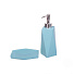 Набор для ванной 4 предмета, голубой, полирезина, стакан, подставка для зубных щеток, дозатор для мыла, мыльница, Y324 - фото 2