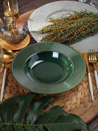 Тарелка суповая, керамика, 24 см, круглая, Emerald Green, Domenik, TDP471/DMD032