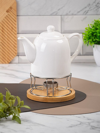 Чайник керамика, 0.8 л, с подставкой для подогрева, Y4-9056