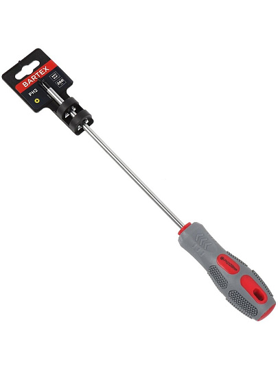 Отвертка крестовая, Bartex, PH2, 2х200 мм, антискользящая двухкомпонентная, CrV сталь, K0029N