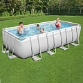 Бассейн каркасный Bestway, 488х244х122 см, Power Steel Rectangular, 56670BW, фильтр-насос, лестница, тент, 11532 л, поплавок-дозатор - фото 2