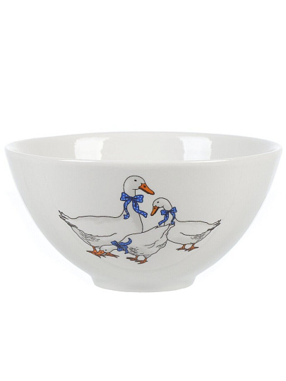 Миска фарфор, круглая, 7 см, 0.55 л, Гуси новые, Дулевский фарфор, 109952