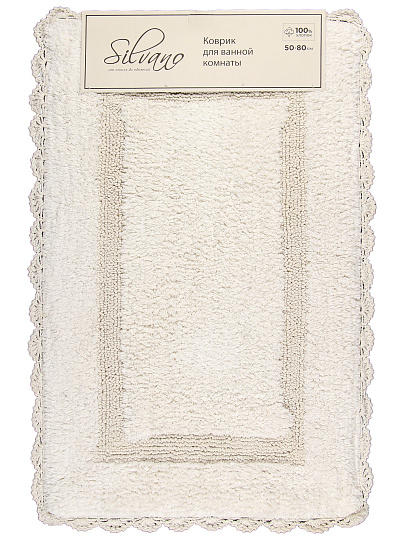 Коврик для ванной, 0.5х0.8 м, хлопок, ажурный край, светло-серый, Silvano, Лиона