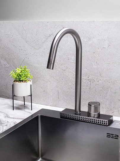 Смеситель для кухни, РМС, с картриджем, SUS130PVD-017F