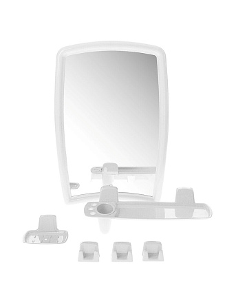 Зеркало 35х52 см, прямоугольное, снежно-белое, с полочкой, Berossi, НВ 04101000