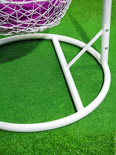 Подвесное кресло Кокон, 1-мест, 63х87х195 см, 150 кг, Green Days, белое, ротанг, подушка фиолетовая