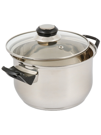 Кастрюля нержавеющая сталь, 2.8 л, крышка стекло, DNN1, SD-A19-18/SD-A19-6-18