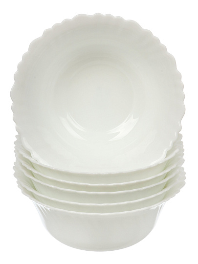 Салатник стеклокерамика, круглый, 6 шт, 18х6.9 см, 0.8 л, Белый, Daniks