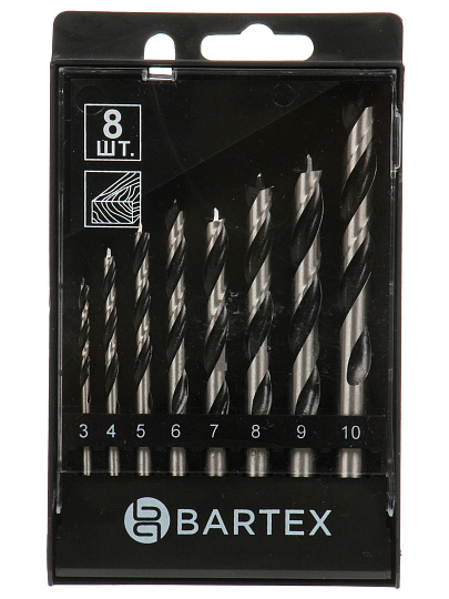 Набор сверл по дереву, 8 шт, 3-10 мм, цилиндр хвостовик, HS100312