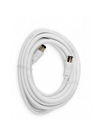 Кабель антенный, 5 м, разъемы M-F, белый, Smartbuy, K-TV235-50