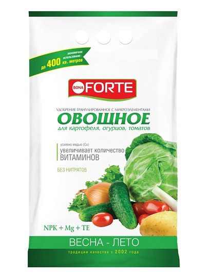 Удобрение Овощное, с микроэлементами, комплексное, 2.5 кг, Bona Forte