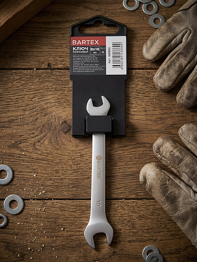 Ключ рожковый, Bartex, 8х10 мм, матовый, CrV сталь