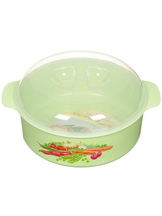 Контейнер пищевой кастрюля пластик, 2.1 л, 25х25х11 см, в ассортименте, круглая, Полимербыт, 4385300