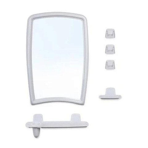 Зеркало 35х52 см, прямоугольное, белый мрамор, с полочкой, Berossi, НВ 04104000