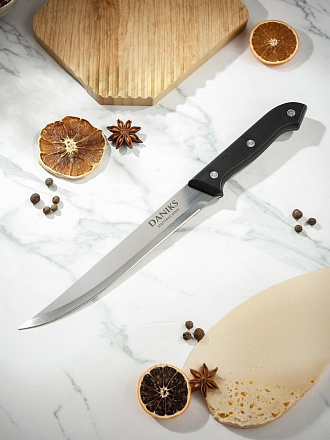 Нож кухонный Daniks, Классик, для мяса, нержавеющая сталь, 20 см, рукоятка пластик, YW-A111-SL