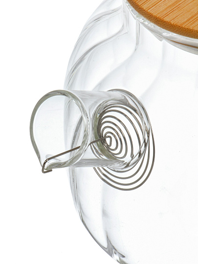 Чайник заварочный стекло, 1 л, Ажур, с бамбуковой крышкой, Y4-11037