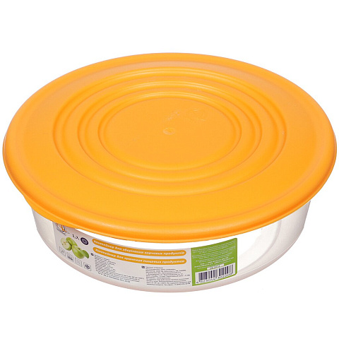 Контейнер пищевой пластик, 1.77 л, 7 см, круглый, Алеана, 167035