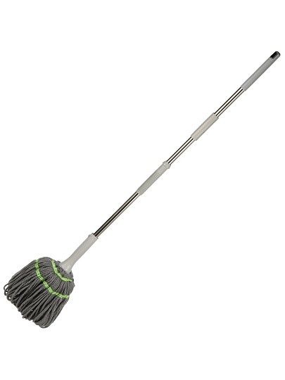 Швабра веревочная, микрофибра, 135 см, темно-серая, с отжимом, A260076