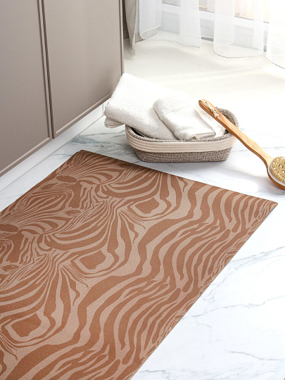 Коврик для ванной, антискольз, 0.65х12 м, вспен ПВХ с ткан покрытием, Вилина, зебра, корич, 7167
