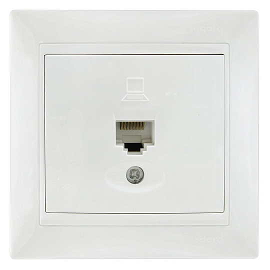 Розетка компьютерная скрытой установки, без заземления, белая, Ledard, RJ45, 6078666