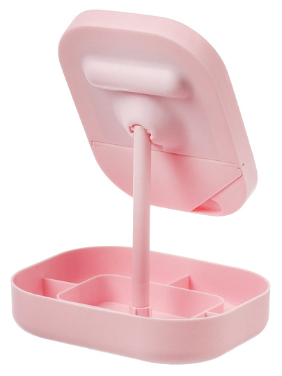 Зеркало настольное, 26.5х19.5х14.4 см, прямоугольное, с подставкой, розовое, Y4-11529