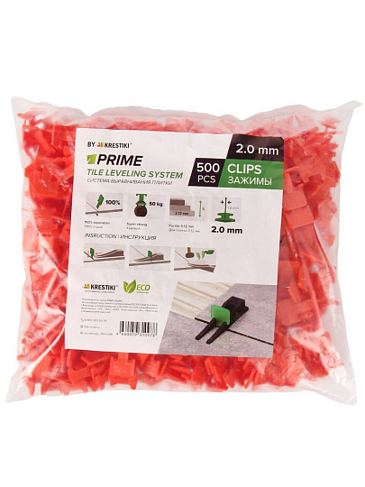 Зажим для выравнивания плитки 2 мм, 500 шт, СВП Prime, 3D Krestiki, 00-00002088