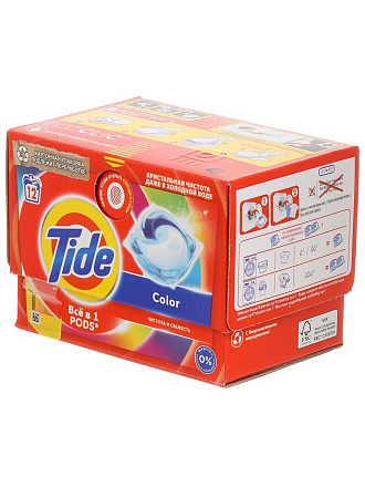 Капсулы для стирки Tide, Color, 12 шт, капсула 16.8 г