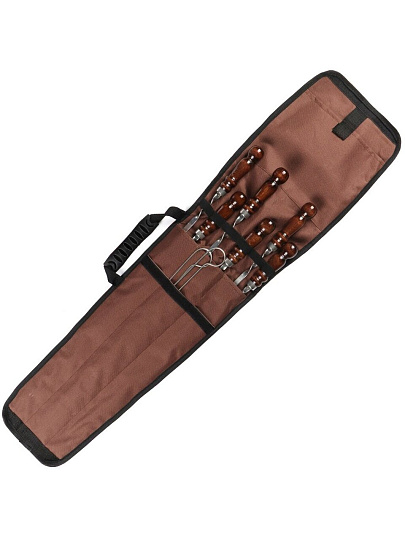 Шампур лезвие плоское, 6 шт, 630х450х10х3 мм, нержавеющая сталь, рукоятка лакированое дерево, колчан однотонный, 2К-499