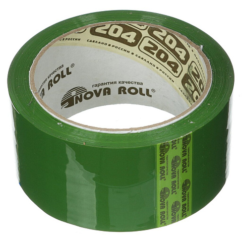 Скотч 48 мм, зеленый, основа полипропиленовая, 66 м, Nova Roll, 43 мкм