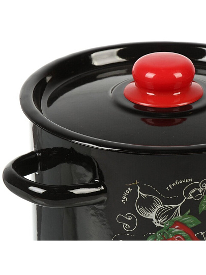 Кастрюля эмалированная сталь, 4.5 л, крышка сталь, СтальЭмаль, Помидорки, 1с17с, индукция