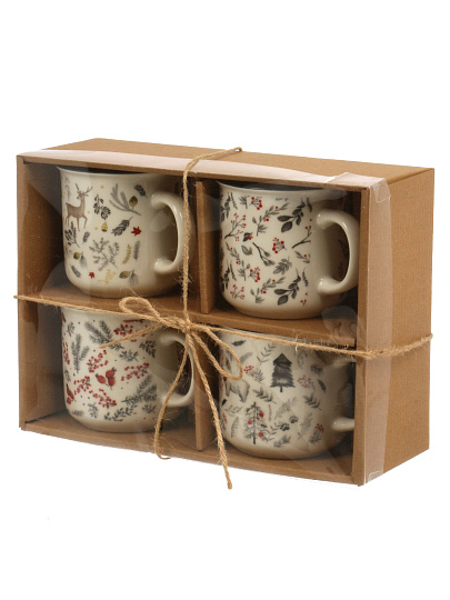 Кружка керам, 4 шт, 400 мл, Зимняя сказка, Daniks, BR562/3828-1