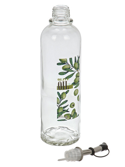 Бутылка для масла, стекло, 500 мл, с металлическим дозатором, прозрачная, 02010-00517