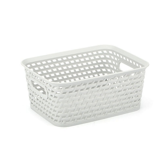 Корзина для хранения, 26х20х11 см, плетеная, пластик, серая, Curver, My Style, 196860