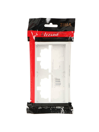 Рамка двухпостовая, горизонтальная, 156х85х11 мм, пластик, белая, без вставки, Lezard, Zima, 704-0200-147