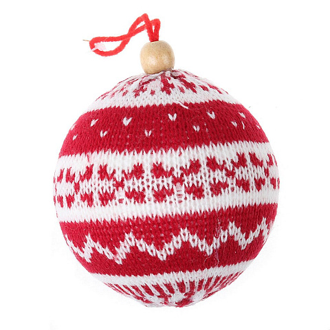Елочный шар Monte Christmas, Вязаный узор с арнаментом, красно-белый, 10 см, упаковка пакет, N6350038