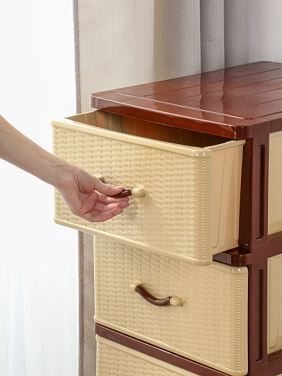 Комод 4 ящика, Дюна, 40х50х94 см, коричнево-бежевый, 04014, Dunya Plastik